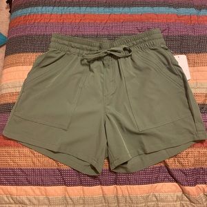 Olive Green Cinched Wast Shorts